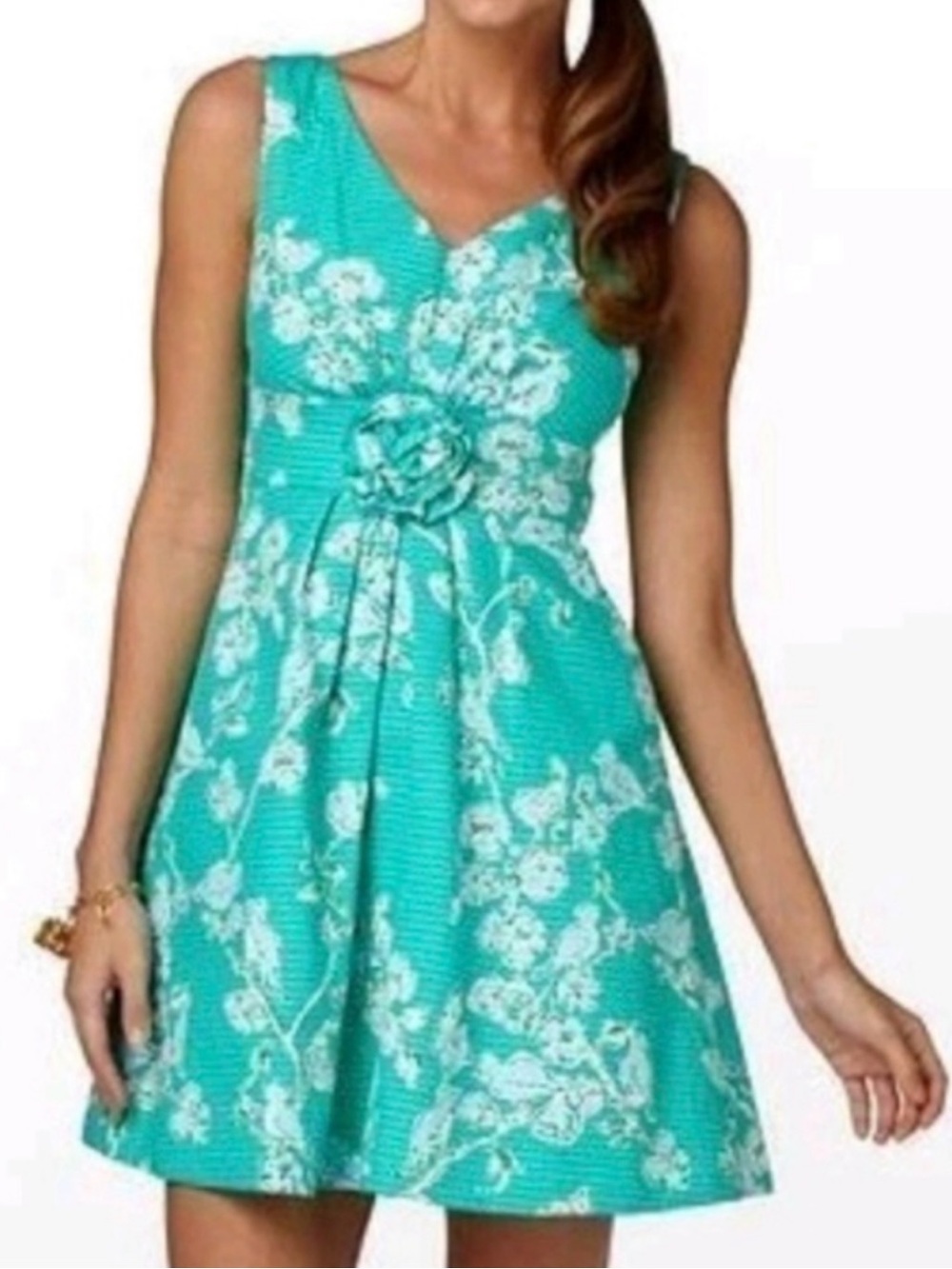 NWT Lilly Pulitzer Parker Dress Lagoon Green Birds & Bees Rosette Size 10